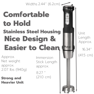 Hand Blender - Magiccos Immersion Stick Hand Blender - Variable Speeds & Turbo Function, 800W Powerful Motor, For Shakes & Smoo